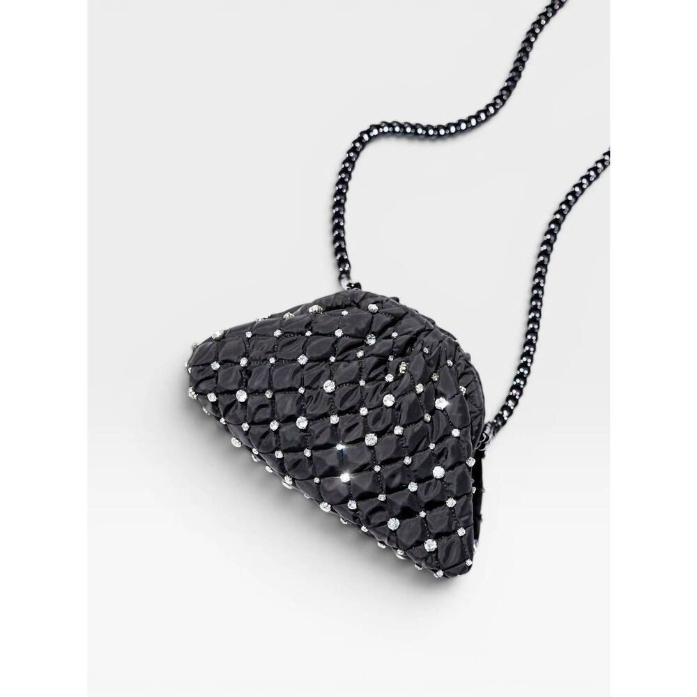 NEW MARIA LA ROSA women's strass mini game clutch bag in black